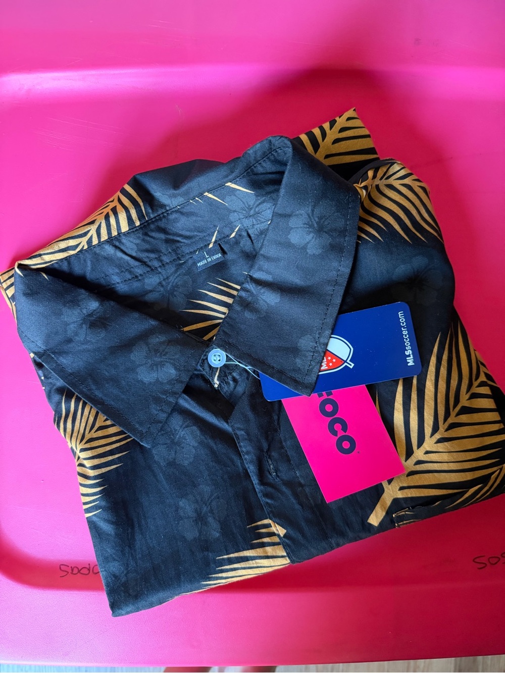LAFC Black & Gold Tropical Print Men's Button-Up Shirt